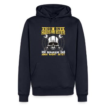 Haustechniker Hausmeister ich repariere das - Männer Premium Bio Hoodie - Navy - Vorne - Nico (187cm)