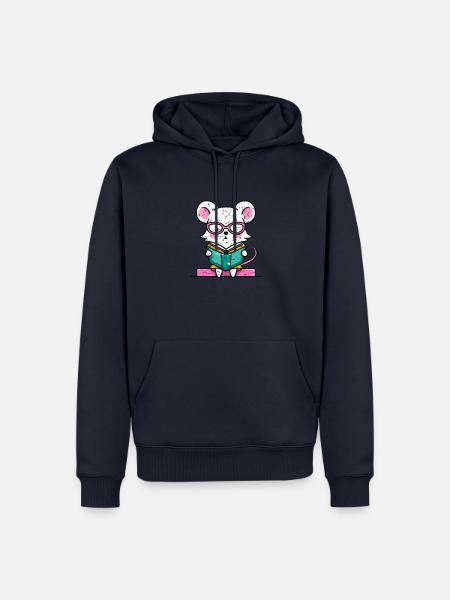 Leseratte Maus im Buch - Männer Premium Bio Hoodie - Navy