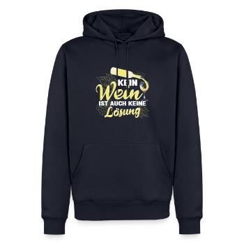 Weintrinker Kein Wein ist auch keine Lösung - Männer Premium Bio Hoodie - Navy - Vorne - Nico (187cm)