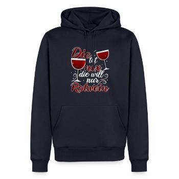 Wein Die tut nix die will nur Rotwein - Männer Premium Bio Hoodie - Navy - Vorne - Nico (187cm)