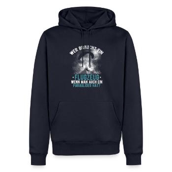 Gleitschirm Paragliding Wer braucht schon ein Flug - Männer Premium Bio Hoodie - Navy - Vorne - Nico (187cm)