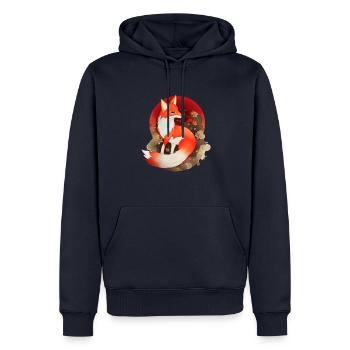 Renard japonais - Sweat à capuche Premium bio Homme - bleu marine - Devant - Nico (187cm)
