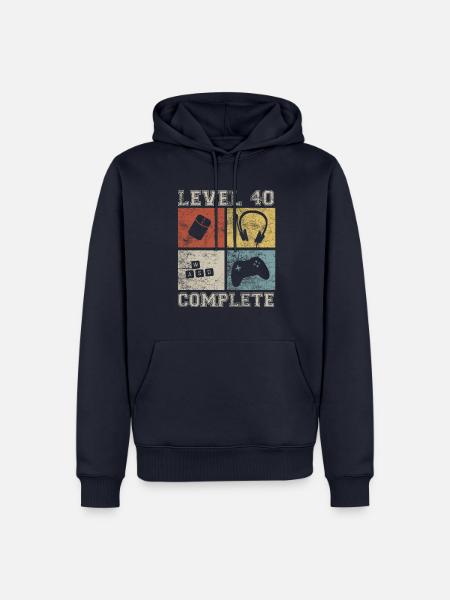 40 Geburtstag Gamer Level 40 complete Vintage - Männer Premium Bio Hoodie - Navy