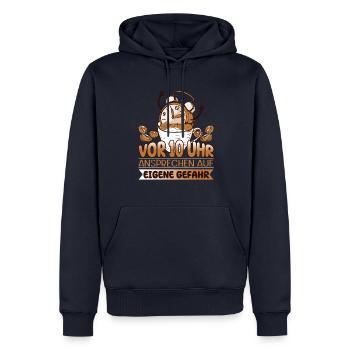 Morgenmuffel Kaffee Vor 10 Uhr nicht ansprechen - Männer Premium Bio Hoodie - Navy - Vorne - Nico (187cm)