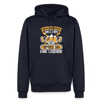 Apres Ski Party Hüttengaudi Beim Skifahren ganz ok - Männer Premium Bio Hoodie - Navy - Vorne - Nico (187cm)