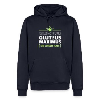 Ein Arsch halt - Männer Premium Bio Hoodie - Navy - Vorne - Nico (187cm)