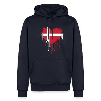T-Shirt Cœur Danemark – Pour les vrais fans du Danemark ! - Sweat à capuche Premium bio Homme - bleu marine - Devant - Nico (187cm)