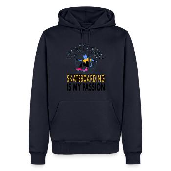 Skater Skateboard skateboard longboard cadeau - Sweat à capuche Premium bio Homme - bleu marine - Devant - Nico (187cm)