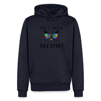Chat - Je suis un tigre, miaou! Drôle d’idée cadeau sucrée - Sweat à capuche Premium bio Homme - bleu marine - Devant - Nico (187cm)