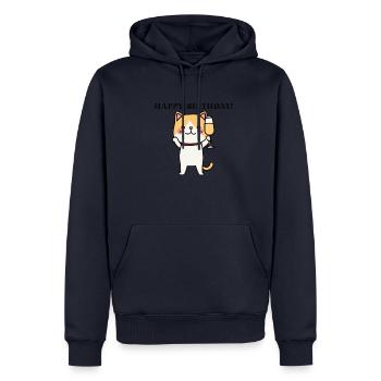 Chat mignon Joyeux anniversaire Idée cadeau Verre de - Sweat à capuche Premium bio Homme - bleu marine - Devant - Nico (187cm)