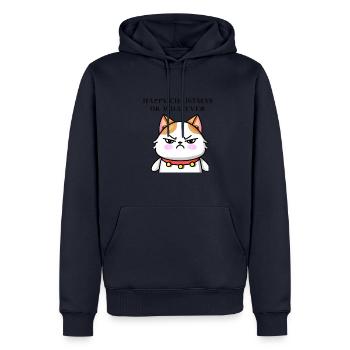 Idée cadeau de chat agacé mignon Noël drôle - Sweat à capuche Premium bio Homme - bleu marine - Devant - Nico (187cm)