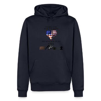 USA lustig Therapie Geschenkidee Amerika - Männer Premium Bio Hoodie - Navy - Vorne - Nico (187cm)