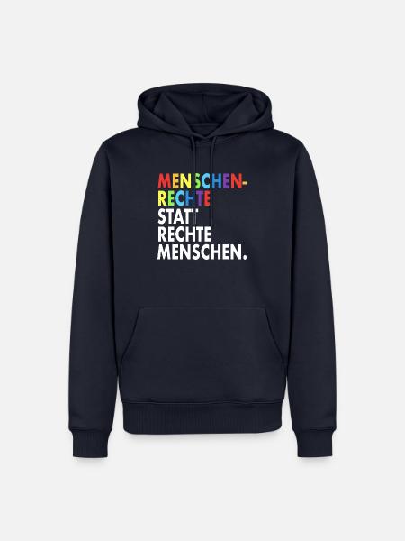 Menschenrechte Spruch Demo Regenbogen - Männer Premium Bio Hoodie - Navy
