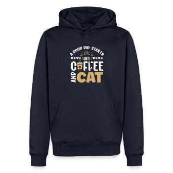 Cats Funny Owner Lovers Day Coffee Cat - Men’s Premium Organic Hoodie - navy - Front - Nico (187cm)