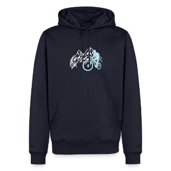 Descente VTT Cyclisme Montagnes Montagnes - Sweat à capuche Premium bio Homme - bleu marine - Devant - Nico (187cm)
