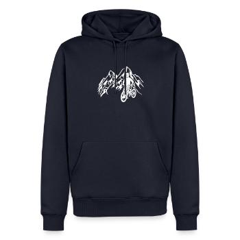 Descente VTT Cyclisme Montagnes Montagnes - Sweat à capuche Premium bio Homme - bleu marine - Devant - Nico (187cm)