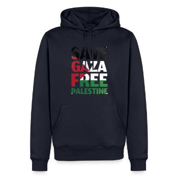Save Gaza Free Palestine - Männer Premium Bio Hoodie - Navy - Vorne - Nico (187cm)