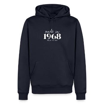 Fabriqué en 1968 à New York. Fête d’anniversaire mignonne - Sweat à capuche Premium bio Homme - bleu marine - Devant - Nico (187cm)