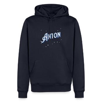 Anton Namen personalisiert - Männer Premium Bio Hoodie - Navy - Vorne - Nico (187cm)