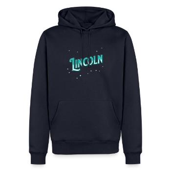 Lincoln Namen personalisiert - Männer Premium Bio Hoodie - Navy - Vorne - Nico (187cm)