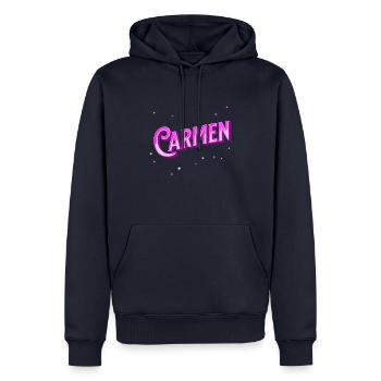 Carmen Namen personalisiert - Männer Premium Bio Hoodie - Navy - Vorne - Nico (187cm)