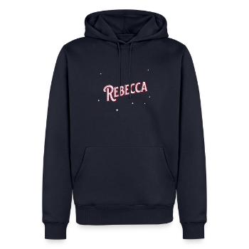 Rebecca Namen personalisiert - Männer Premium Bio Hoodie - Navy - Vorne - Nico (187cm)