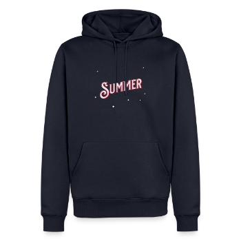 Noms Buzzer personnalisés - Sweat à capuche Premium bio Homme - bleu marine - Devant - Nico (187cm)
