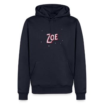 Zoe nom personnalisé - Sweat à capuche Premium bio Homme - bleu marine - Devant - Nico (187cm)