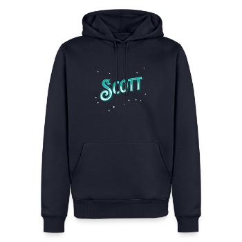 Scott Namen personalisiert - Männer Premium Bio Hoodie - Navy - Vorne - Nico (187cm)
