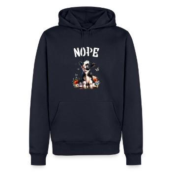 La vache dit non pour les garçons et les filles - Sweat à capuche Premium bio Homme - bleu marine - Devant - Nico (187cm)