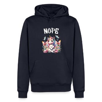 Licorne disant non Garçon et fille Créature mythique - Sweat à capuche Premium bio Homme - bleu marine - Devant - Nico (187cm)