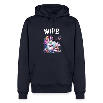 Licorne disant non Garçon et fille Créature mythique - Sweat à capuche Premium bio Homme - bleu marine - Devant - Nico (187cm)