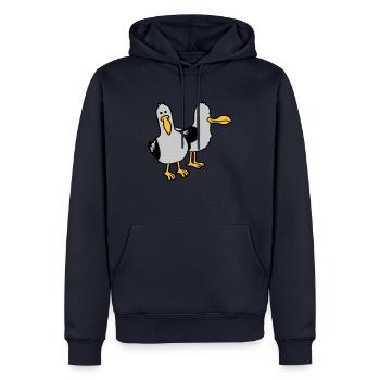 Gang 2 drôles de mouettes - Sweat à capuche Premium bio Homme - bleu marine - Devant - Nico (187cm)