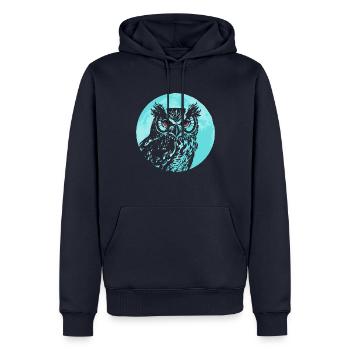 Süße Eule, Mond, Natur, Wildtiere, Waldtiere - Männer Premium Bio Hoodie - Navy - Vorne - Nico (187cm)