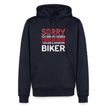 Motorrad Motorradfahrer Biker Sprüche Lustig Fun - Männer Premium Bio Hoodie - Navy - Vorne - Nico (187cm)