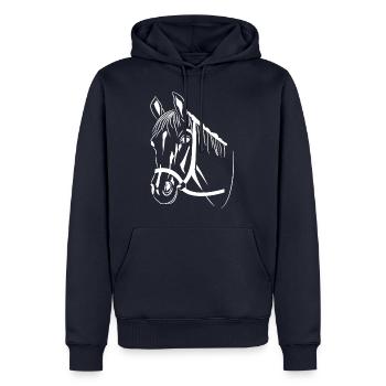 Pferdekopf - Männer Premium Bio Hoodie - Navy - Vorne - Nico (187cm)