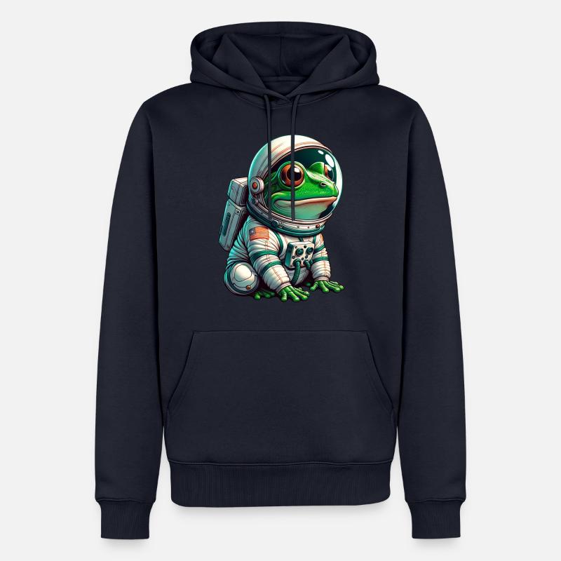 Grenouille astronaute dans l’espace - Sweat à capuche Premium bio Homme - bleu marine