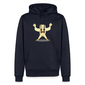 Muscles d'haltérophilie Waffle Gym - Sweat à capuche Premium bio Homme - bleu marine - Devant - Nico (187cm)