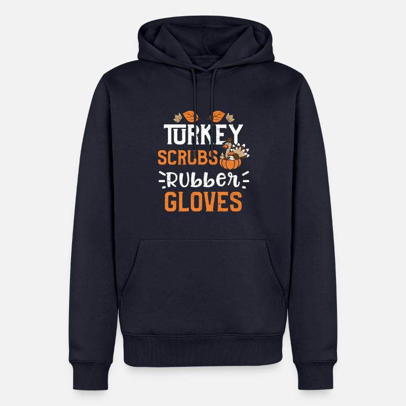 Dinde gommage Gants en caoutchouc - Sweat à capuche Premium bio Homme - bleu marine
