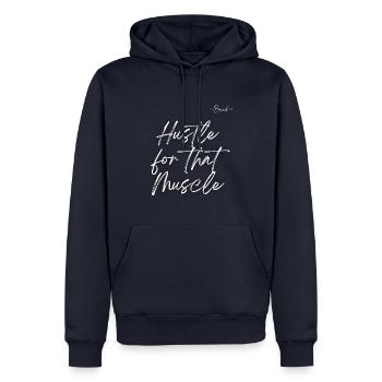 Hustle for that Muscle - Männer Premium Bio Hoodie - Navy - Vorne - Nico (187cm)