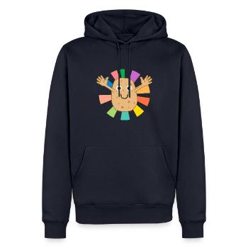 Potatoe Design Retro Vegetable Hobby Cooking - Men’s Premium Organic Hoodie - navy - Front - Nico (187cm)