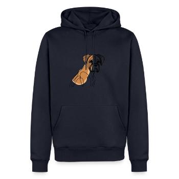 Chien Allemand Chien Ligne Noir Design Line Art - Sweat à capuche Premium bio Homme - bleu marine - Devant - Nico (187cm)