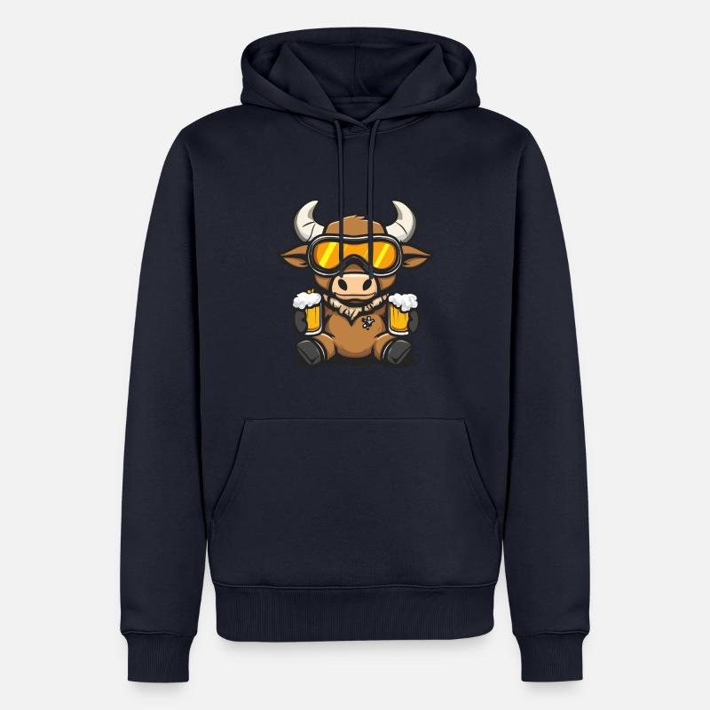 Stier Apres Ski Bier Comic - Männer Premium Bio Hoodie - Navy