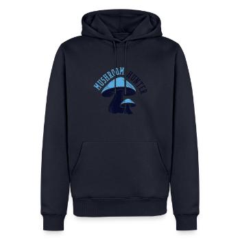 Mushroom Hunter Nature Lover Eating Vegetables - Men’s Premium Organic Hoodie - navy - Front - Nico (187cm)