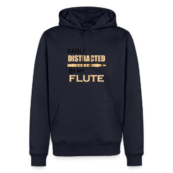 Ablenkt von Flöte Ironic Flötist Konzert Orchester - Männer Premium Bio Hoodie - Navy - Vorne - Nico (187cm)