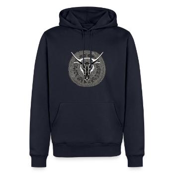 Stier Schädel - Männer Premium Bio Hoodie - Navy - Vorne - Nico (187cm)