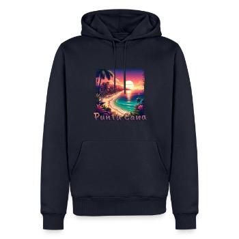 Punta Cana République dominicaine Vacances Coucher de soleil - Sweat à capuche Premium bio Homme - bleu marine - Devant - Nico (187cm)