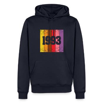 Né en 1993 - Sweat à capuche Premium bio Homme - bleu marine - Devant - Nico (187cm)