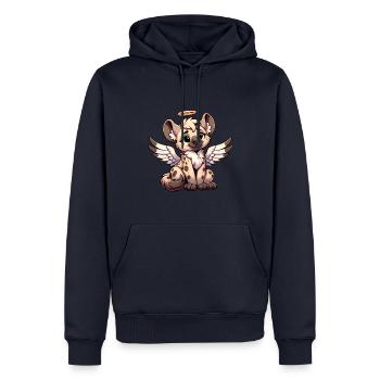 Hyène en tant qu’ange dessin animé mignon - Sweat à capuche Premium bio Homme - bleu marine - Devant - Nico (187cm)