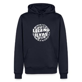 Mann Ilyas - Männer Premium Bio Hoodie - Navy - Vorne - Nico (187cm)